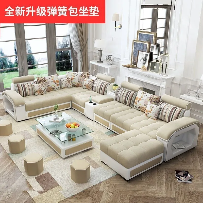 New simple, modern size apartment U-shaped multi-function, cloth  combination,  leather cloth  fabric