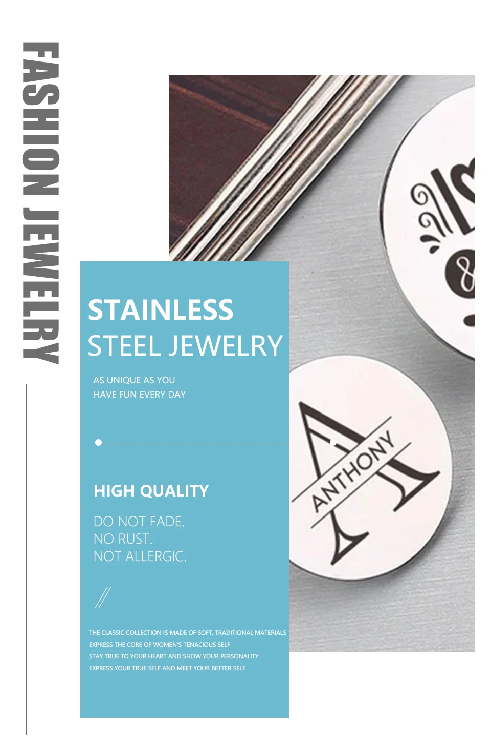Lemegeton Benutzer definierte Name Brosche graviert Logo Anstecknadel Männer Frauen Anzug Abzeichen Edelstahl Schmuck personal isierte Vatertag Geschenk – Detail 5