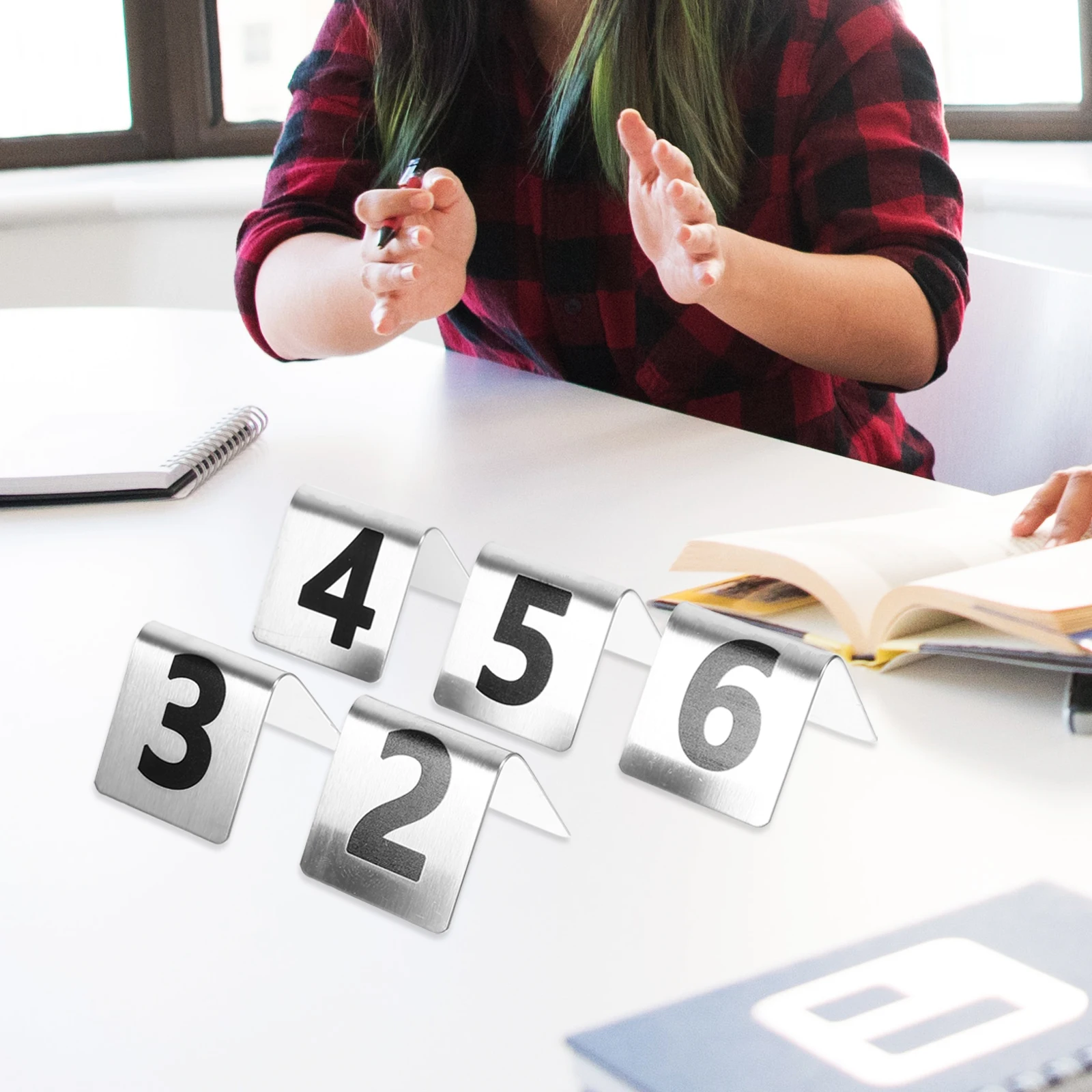 6pcs Stainless Table Wedding Signs For Reception Numbers Double Sided Tent Signs Wedding Banquet Party Number Plates Display