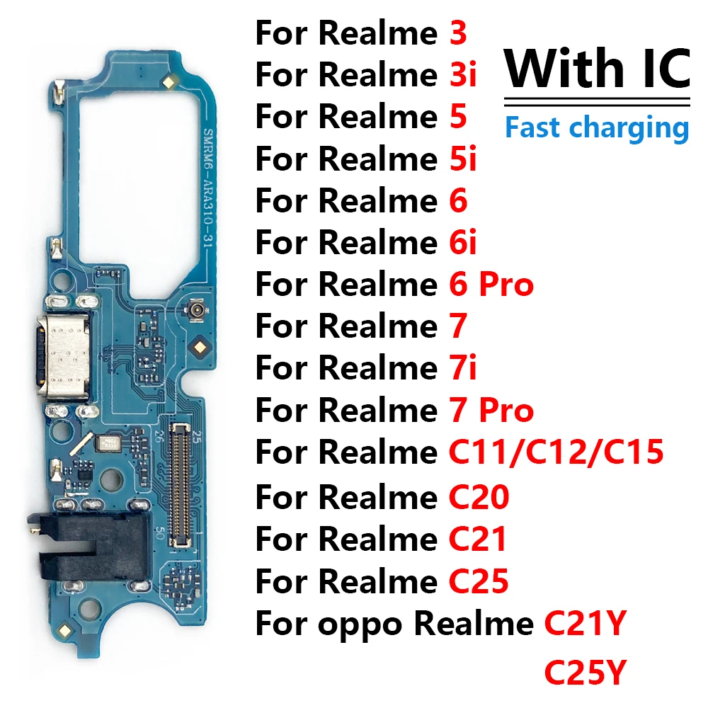 NEW USB Charging Dock Port Board With IC Connector Charger Port Flex Cable For OPPO Realme 7 6 5 2 3 Pro C11 C20 C25 C12 C15 C21