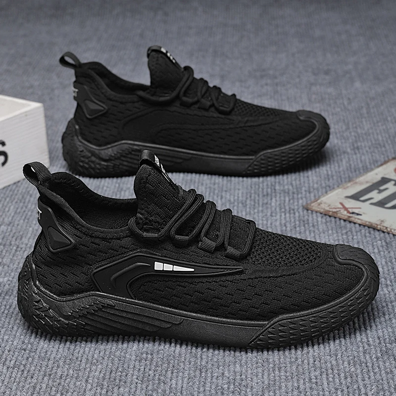 Mens Daily Leisure Commuter Shoes Light Handcrafted Knit Fabric Shock Absorb Insole Wear Resist Casual Footwear - view 2
