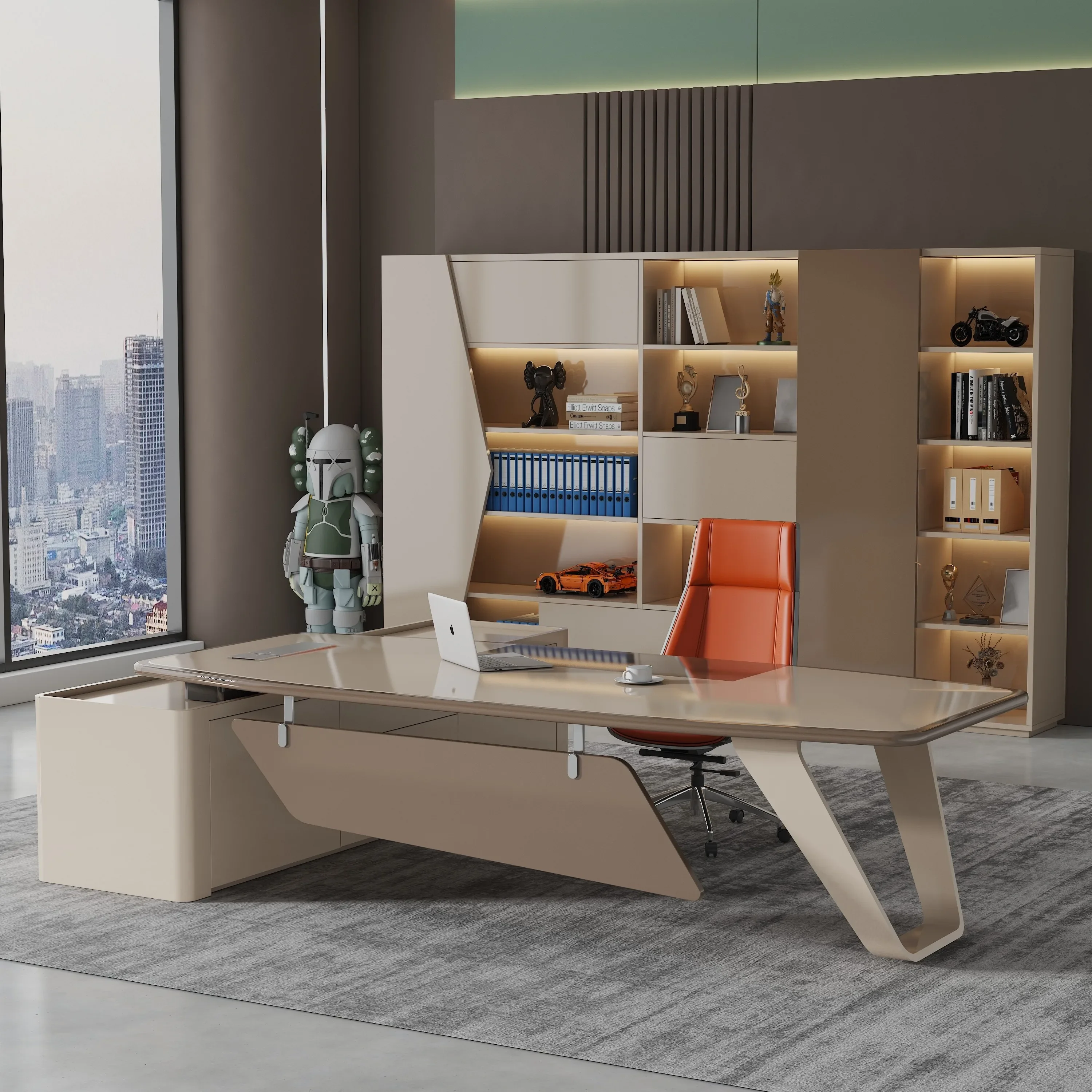 BTpies-Bureau de Luxe en Forme de L, avec Peinture Personnalisée, Style Moderne, Haute Technologie, 2024 Pièces