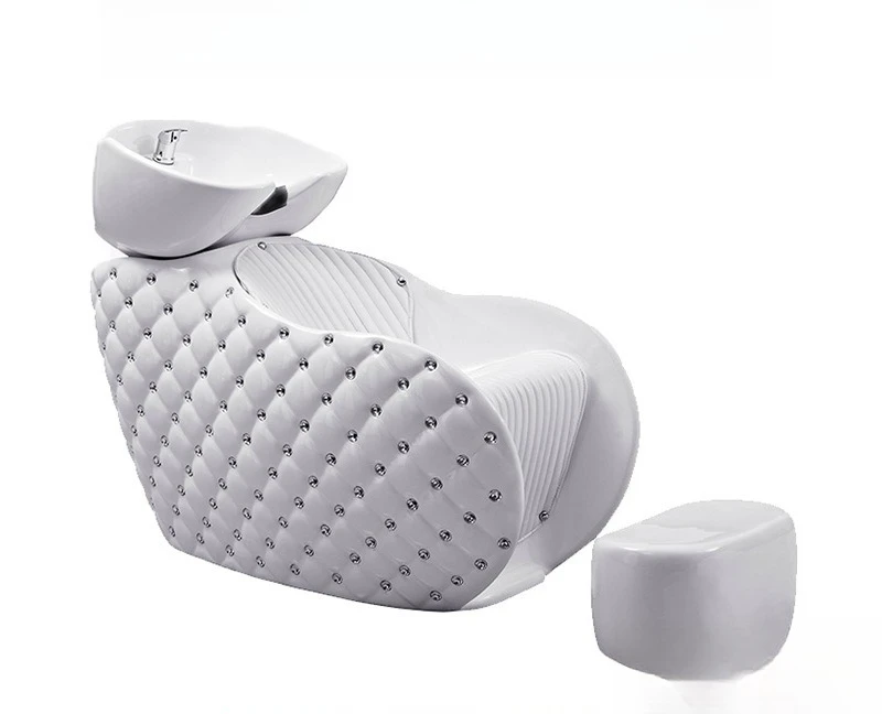 High-grade special stainless steel semi-lying ceramic deep basin hair salon hair salon flush bed