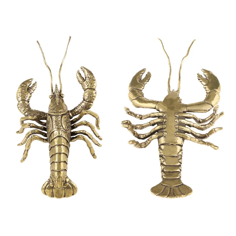 Lobster Figurines Brass Lobster Statue Animal Sculpture Ornament Bookcase Table Anniversary Collect Decor Gift