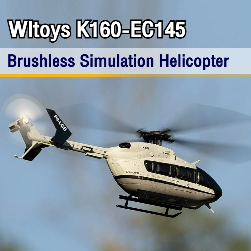 

Rc Helicopter Wltoys K160 2.4g 4 Channel 6-Axis Gyro Brushless Motor Led Remote Control Airplane Ec-145 Simulation Aircraft Toy