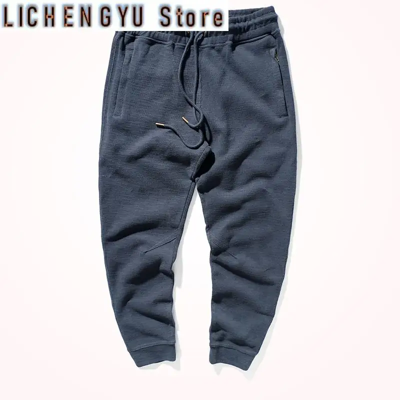 Autumn and Winter New Men's Fashion Simple Sweatpants Thick Heavy Weight Elastic Waist Drawstring Sports Casual Pants