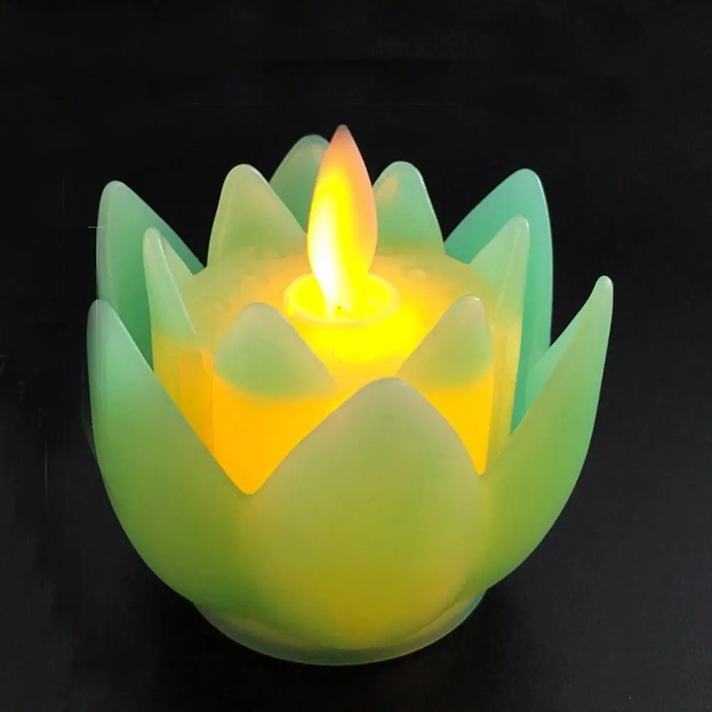 Plastic Lotus Lamp Colorful Flickering Electronic Candle Lamp Exquisite Creative Desktop Lamp Party Bedroom