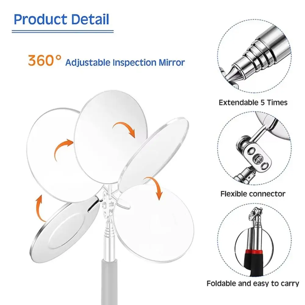 

Зеркало для инспекции высокой четкости с поворотом на 360°, телескопическая линза для обнаружения, регулируемое гибкое эндоскопическое зеркало 82/50 мм