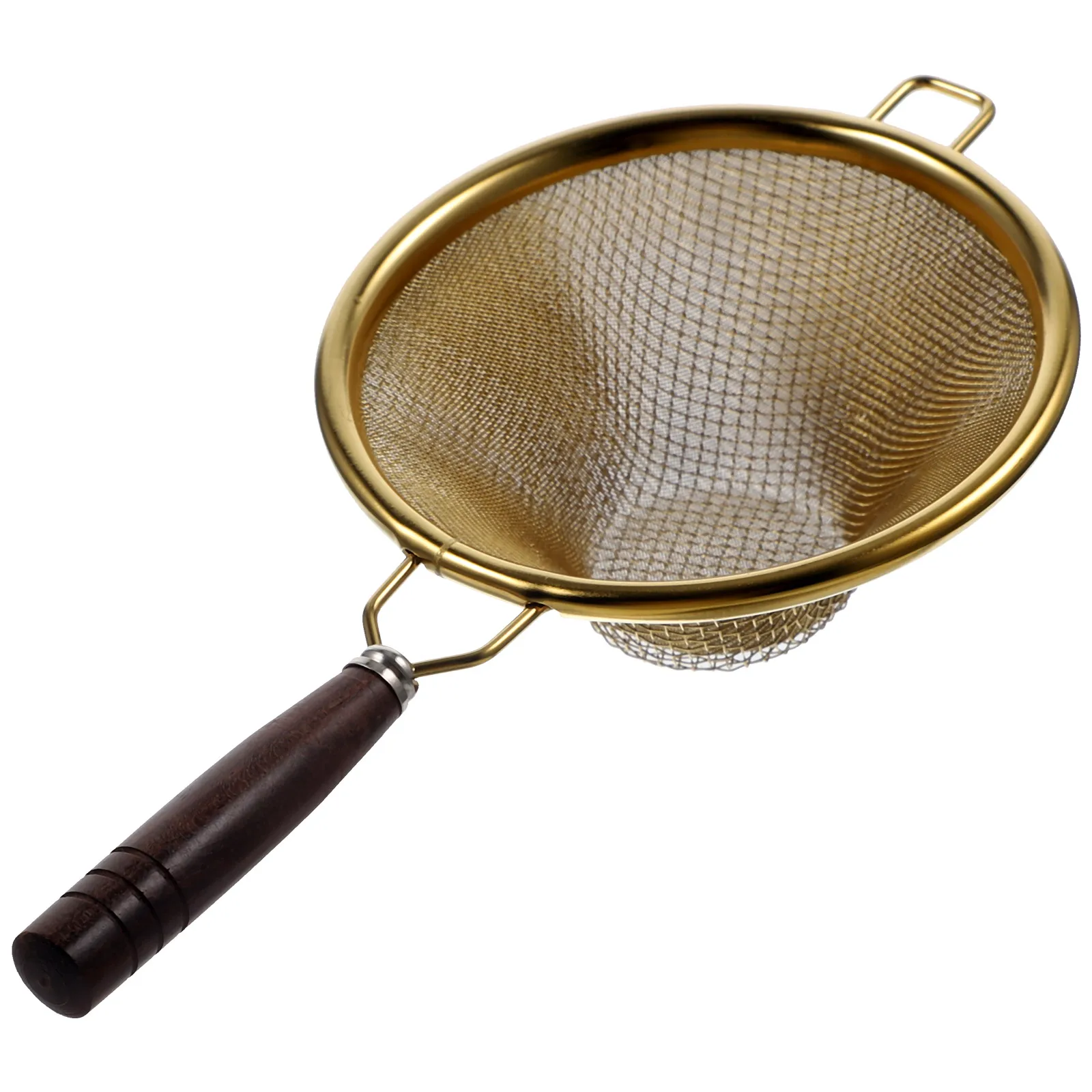 

Tea Strainer Fine Mesh Metal with Handle Human Body Chinese Kung Fu Wood Stainless Steel