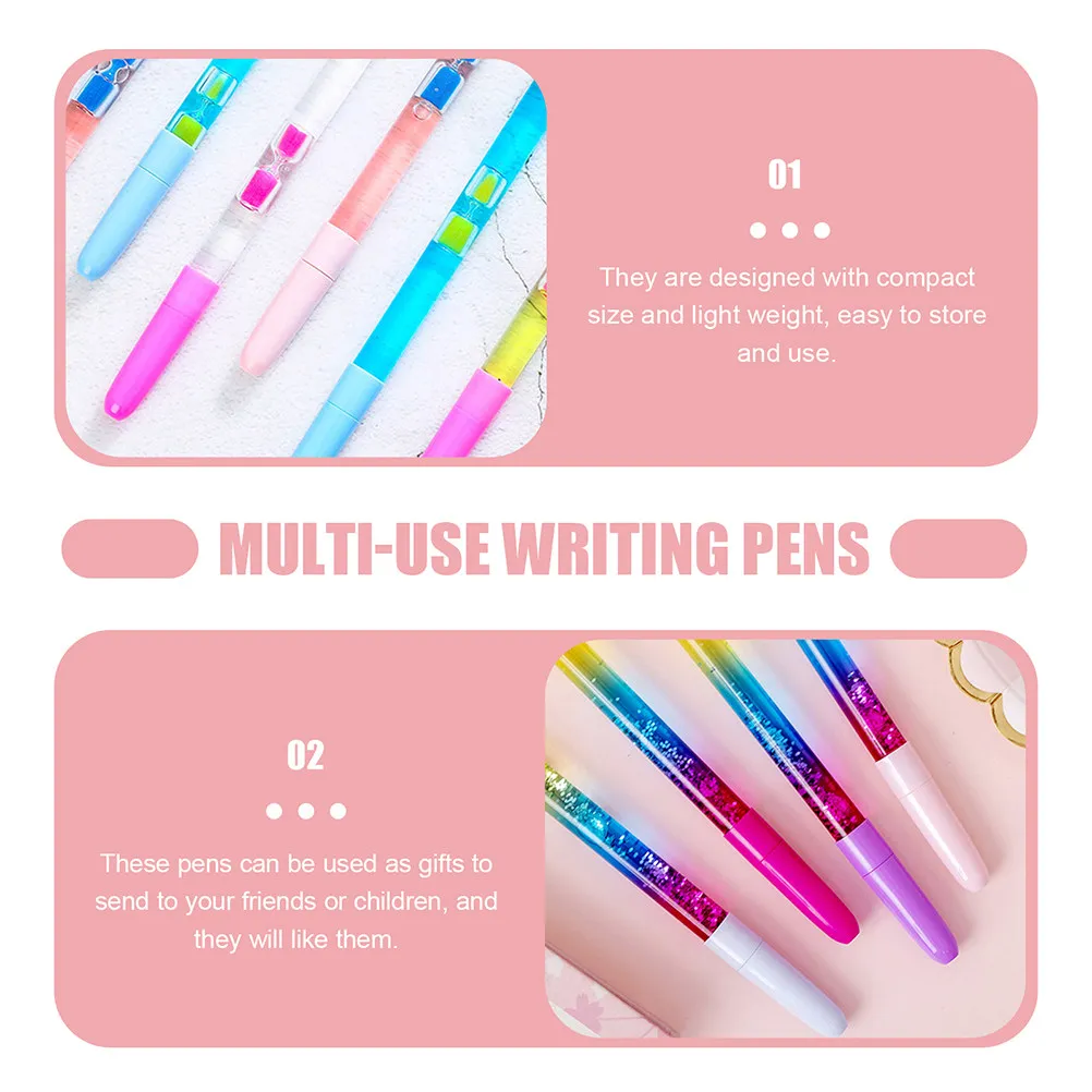 

8Pcs Fairy Wand Pens Delicate Quicksand Effect Colorful Smooth Writing Portable Student Lidded Pen for Daily Use Gift
