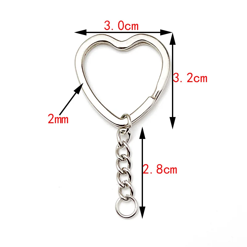 6 Teile/los Herz Stern Form Schlüssel Ring Kette Runde Flache Draht Offenen Ring Metall Schlüssel Ring DIY Auto Schlüssel Spielzeug Anhänger, der Kette Großhandel – Detail 3
