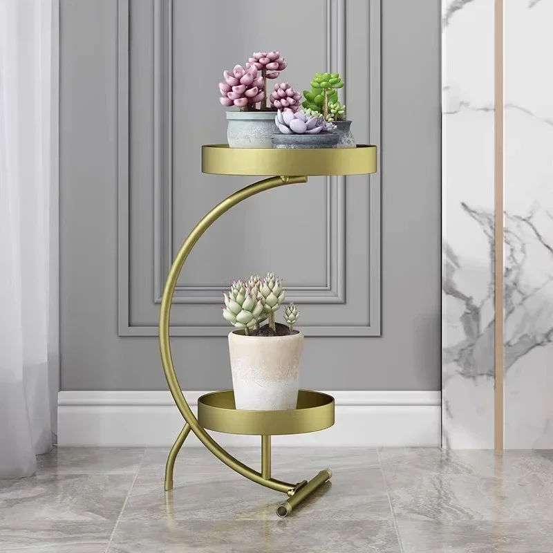 

Nordic Style Multi-Tier Iron Flower Stand Living Room TV Side Balcony Floor Plant Shelf Luxury Iron Art Display Rack Plant Stand