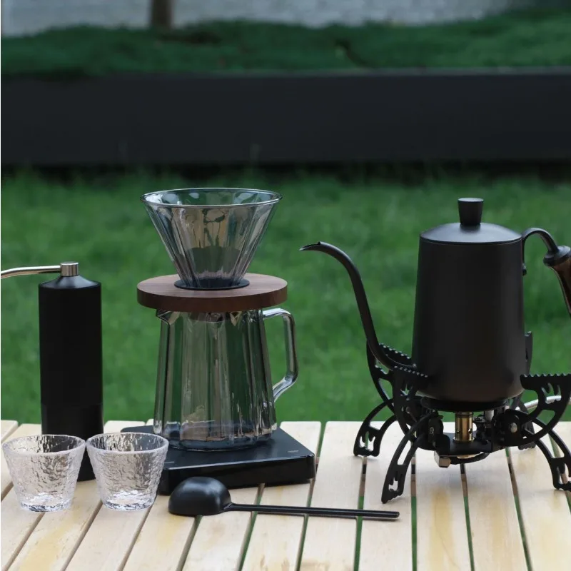 Premium All-Metal Camping Coffee Kit- French Press & Moka Pot with Hand Grinder & Heat-Resistant Case