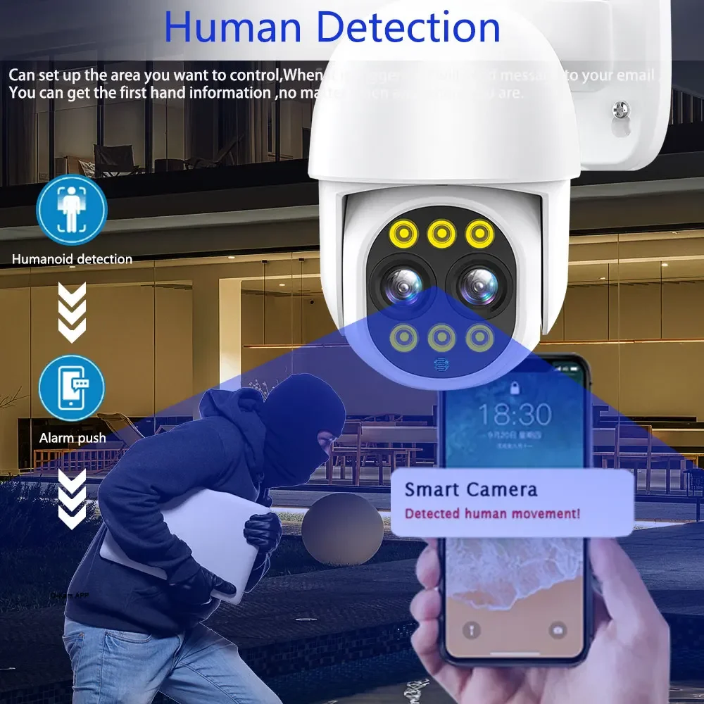 H.265 + 10CH 8CH 4K PTZ الأمن عدسة مزدوجة 8X PTZ نظام الكاميرا التكبير 8MP اتجاهين الصوت اللون ليلة مراقبة الفيديو NVR POE عدة