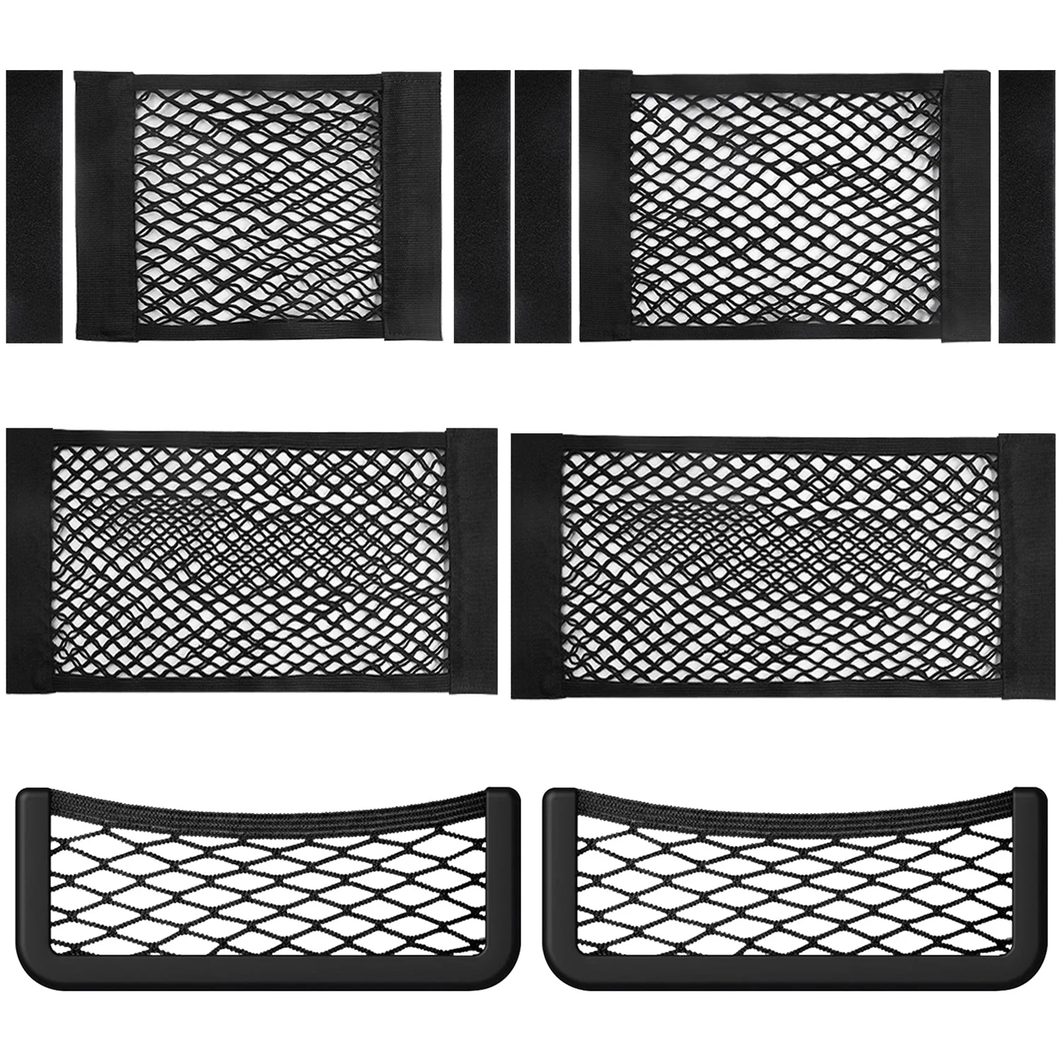 8PCS Storage Mesh Net Set Elastic Stretchable Car Pocket Strip Storing Balls Books Paper Towels For Camper SUV Home Office