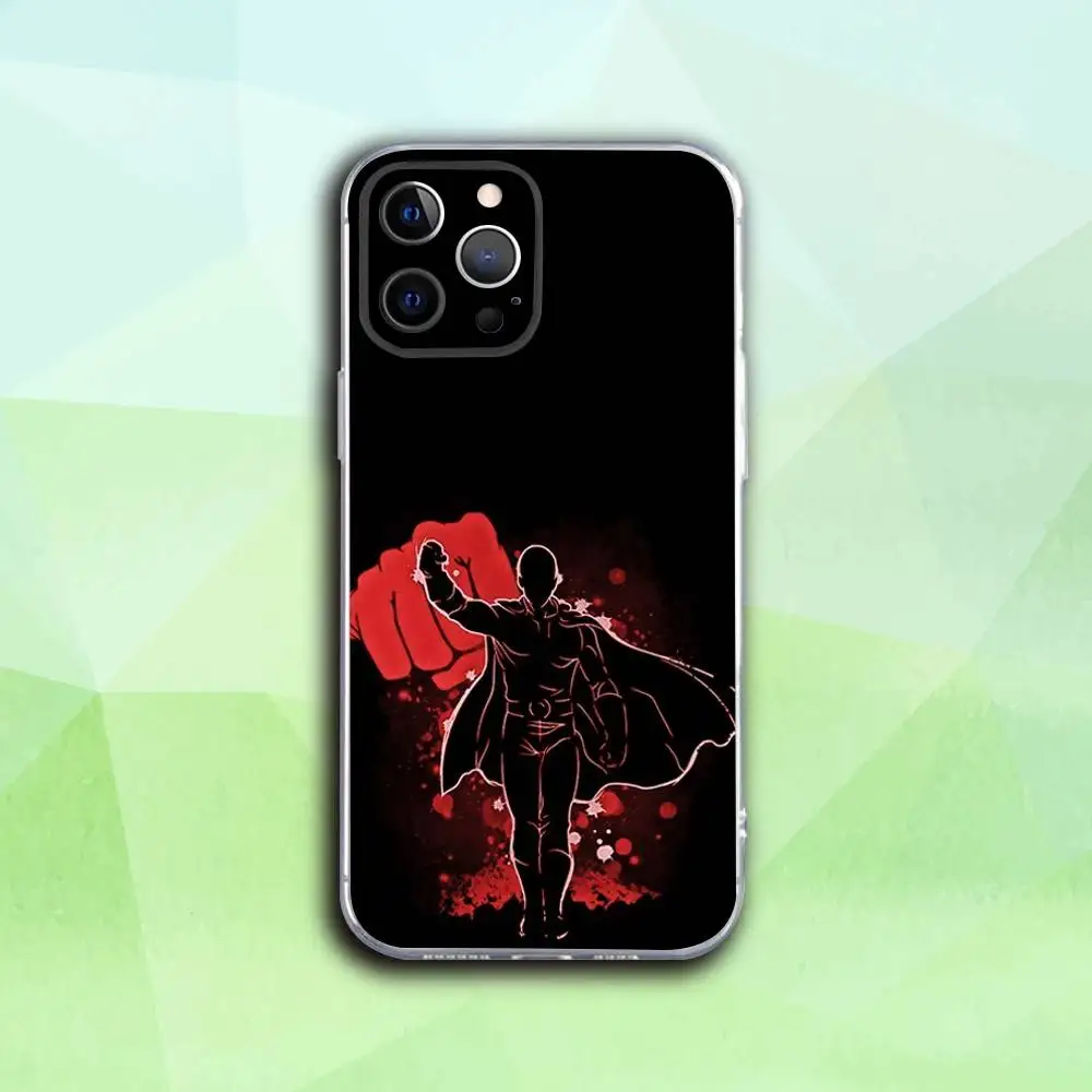 O-One Cartoon P-Punchs Man Phone Case For iPhone 16,15,14,13,12,11 Pro,Max,Plus,X,XS,XR,SE4,E Mini Transparent Soft Cover