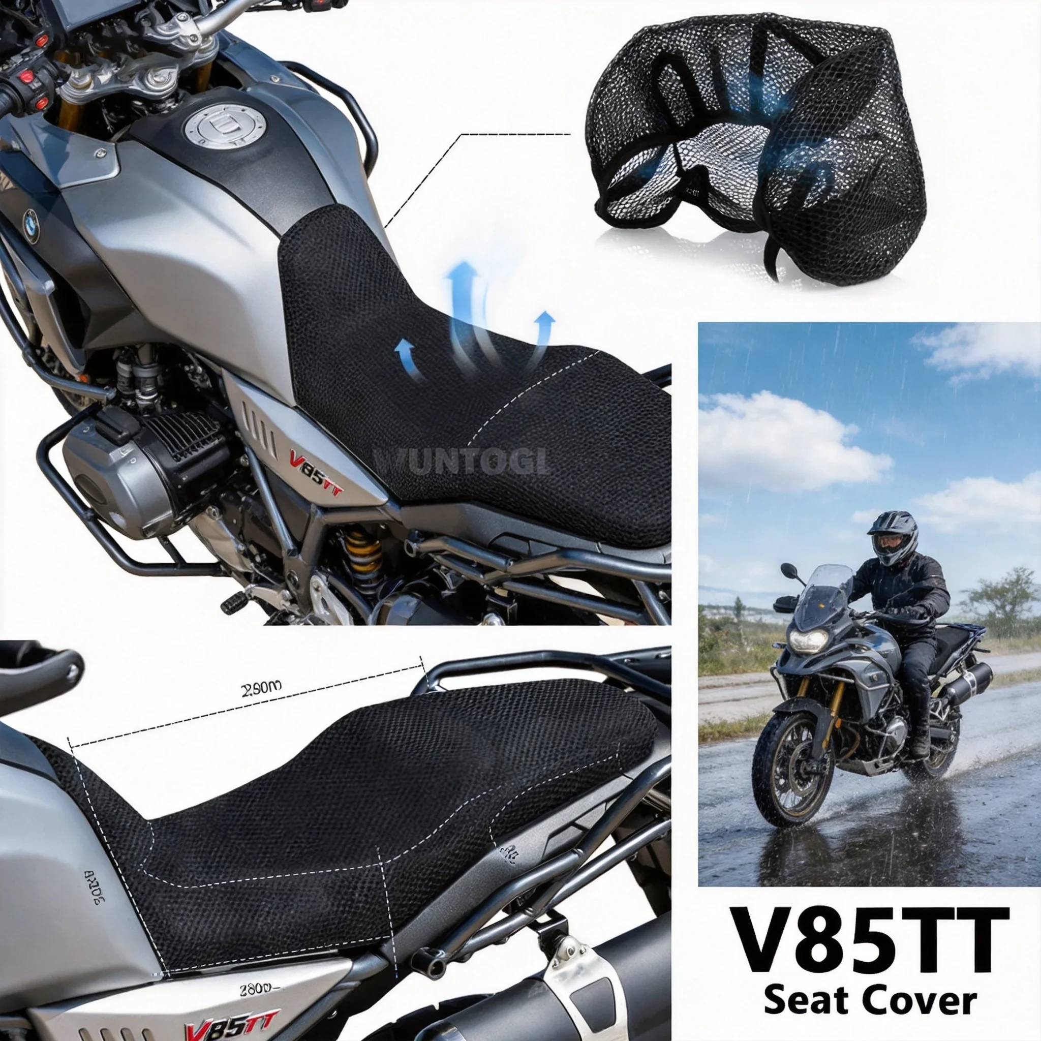 For Guzzi V85TT Seat Protect Cushion Seat Cover 3D Nylon Fabric Saddle Cooling Honeycomb Mat Seat Anti-Slip Cushion ﻿