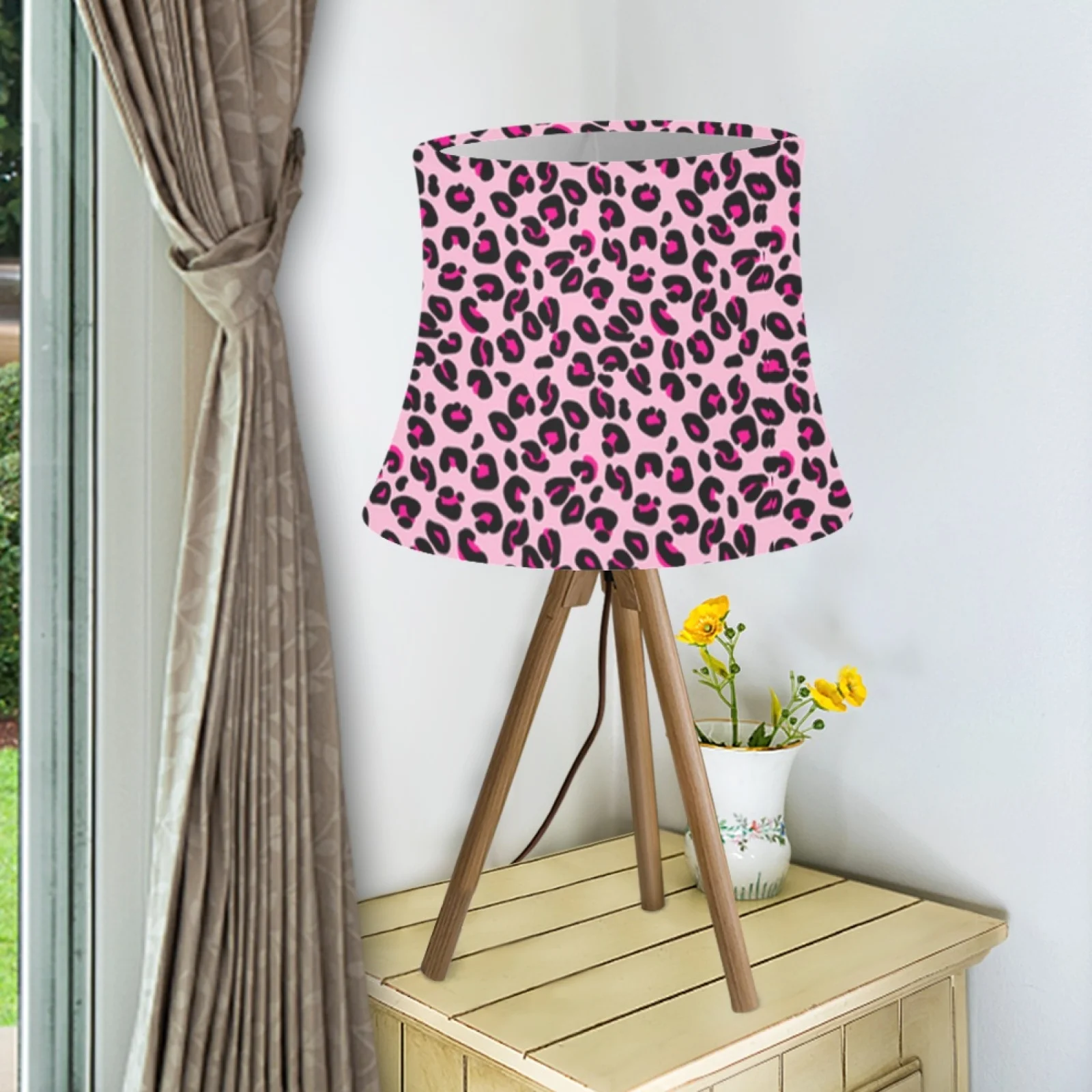 Nordic Style Cloth Shade Pink Leopard Print Bedroom Table Lamp Shades Wall Lamp Covers Fabric Lampshade Cover for Living Room