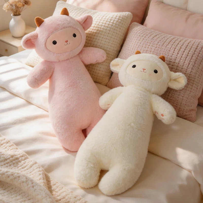 

80cm Soft Cartoon Sheep Plush Long Body Pillow Soft Cozy Long Animal Doll Soothing Sleeping Pillow Bedroom Decor Girls Gift