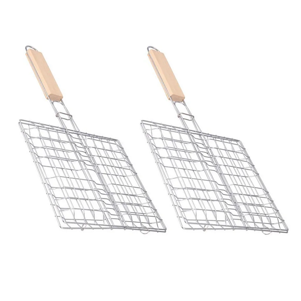 

2Pcs Stainless Steel Barbecue Grill Foldable Square Net Practical Outdoor Bbq Supplies Durable Nonstick for Picnic Party