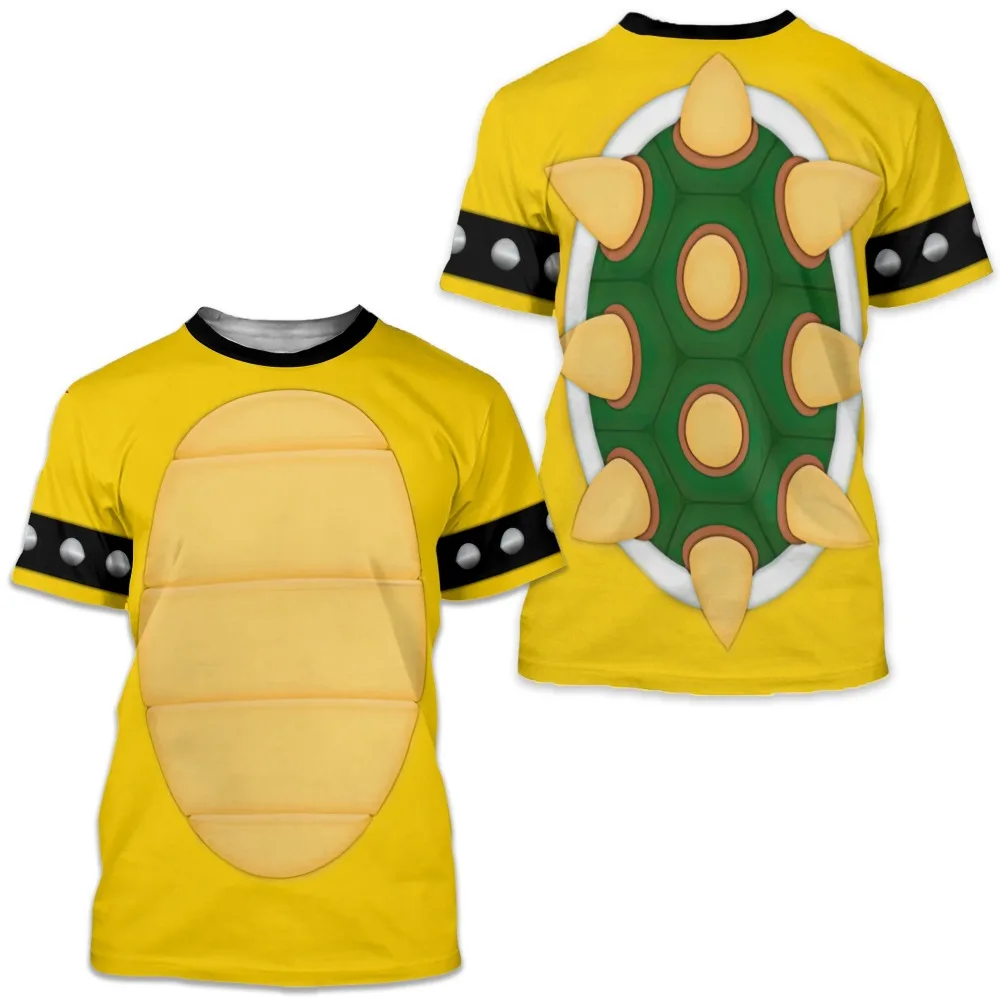 summer Cartoon Bowser 3d Printed Quick-drying T-shirts Harajuku Boys Girls Casual Turtle Cosplay Tops Children