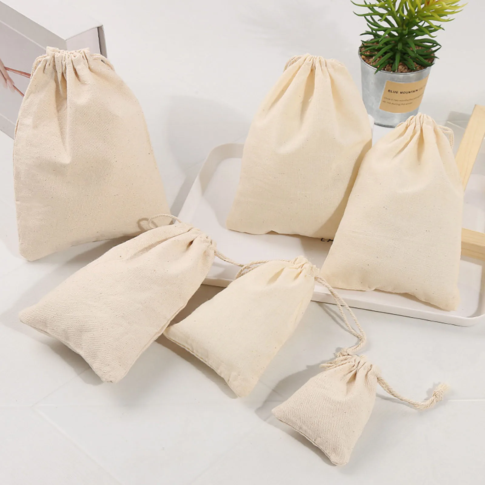 10 PC Simple White Cotton Packing & Shipping Bags Dust Cloth Bag Clothes Socks/Underwear Shoes Home Sundry Kids Toy Storage Bags