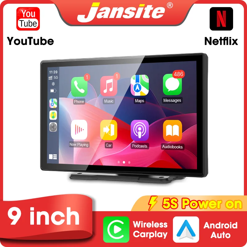 

Jansite 7/9 "Портативный автомобильный мультимедийный плеер Беспроводной Carplay Android Auto Mirrorlink FM AUX Автомобильный радиоприемник Камера заднего вида Монитор