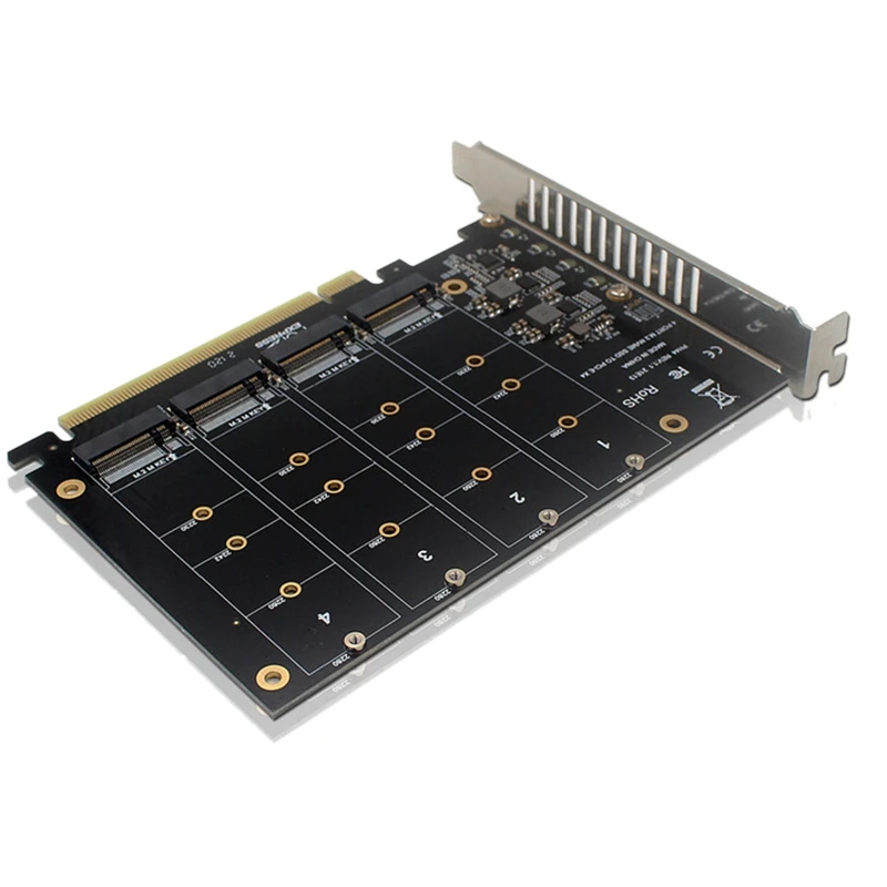 Top-PCIE To NVME 4 Bay M.2 M Key Type SSD To PCIE16X Expansion Card Adapter Card