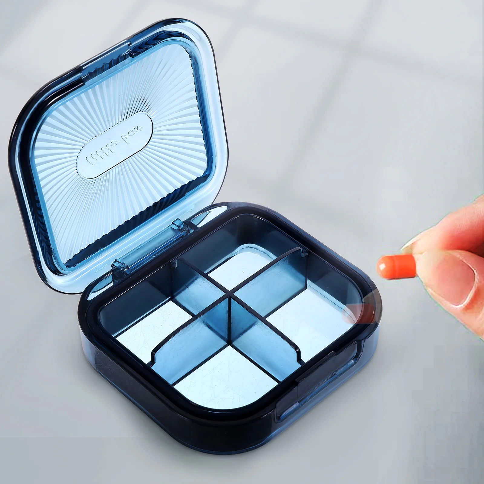 

Travel Pill Organizer Small Lightweight Portable Medicine Storage Box Compact 4 Compartments Daily Travel Case
