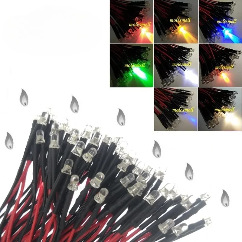 10 قطعة 3 مللي متر الخفقان 3 فولت تيار مستمر قبل السلكية المياه واضح شمعة المصابيح أحمر أصفر أزرق أخضر أبيض برتقالي أرجواني دافئ أبيض وميض