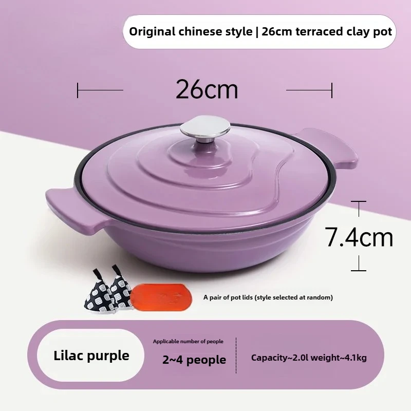 Heat-Resistant Clay Pot Casseroles for Claypot Rice Enameled Cast Iron Soup Pot Dry Fire-Proof & Anti-Crack Design