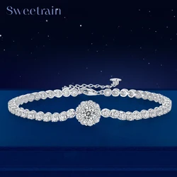 Sweetrain 5MM Moissanite Bracelet 925 Sterling Silver Diamond Adjustable Tennis Bracelets For Women Wedding Gift Fine Jewelry