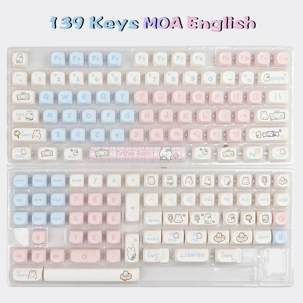 Imagem -06 - Coelho de Açúcar Keycaps para Teclado Mecânico Sugar Keycaps Bonito Perfil Moa Keycaps Pbt Custom Key Caps Grupo Tester68 Rk61 mx Switch 139 Chaves