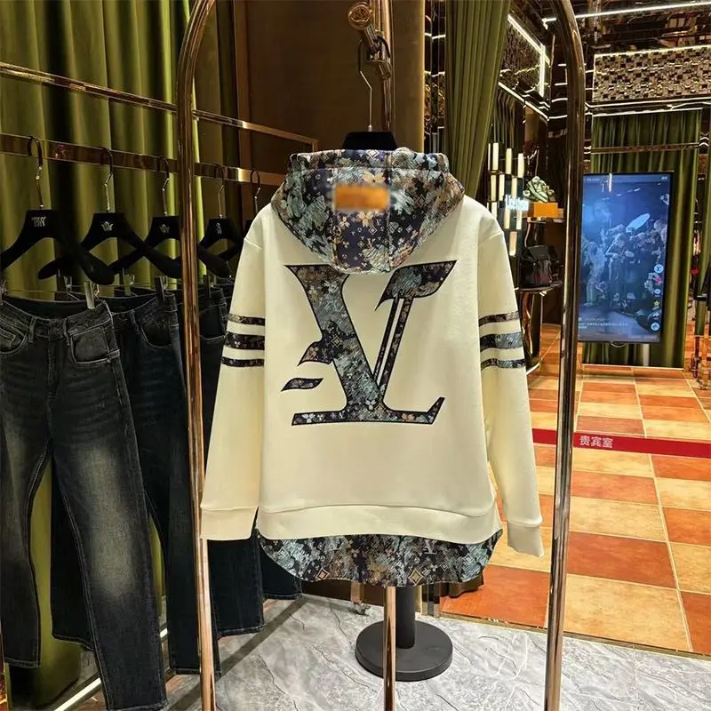 

Men's autumn and winter new hooded long-sleeved sweater versatile pullover fake two pieces casual loose ruffian handsome trend