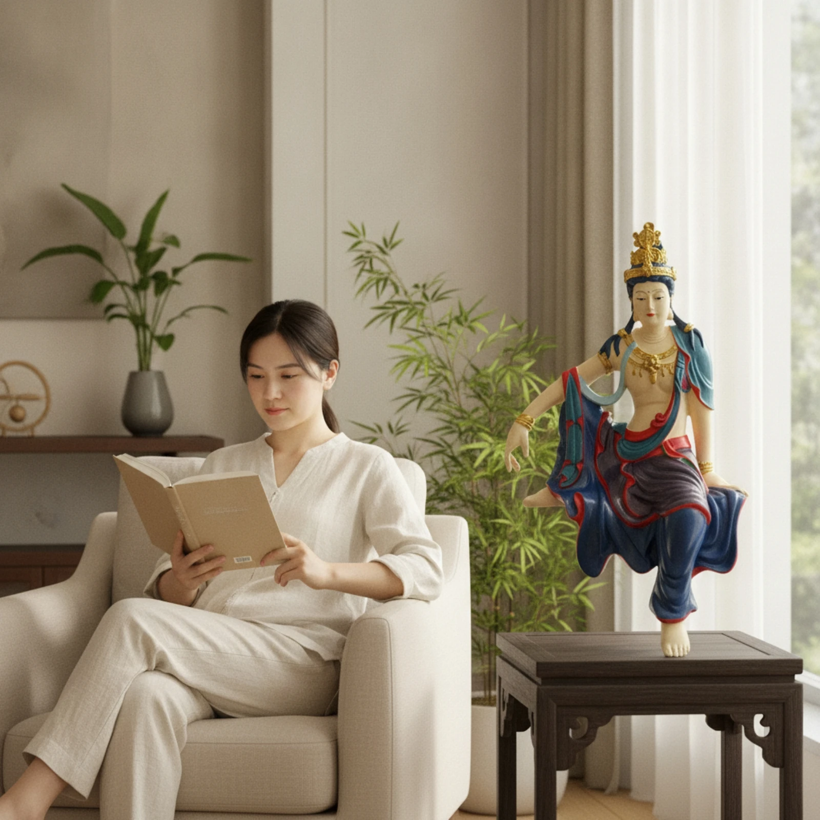 Resin Art Work - Statuetta di Guanyin in Resina, Statua