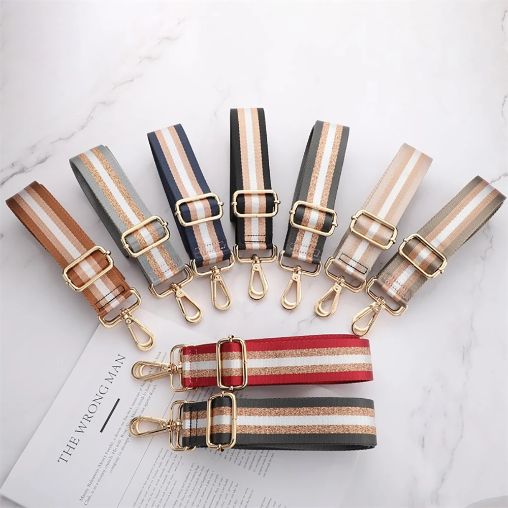 Wide Replacement Shoulder Crossbody Strap for Women Color Blocking Adjustable Canvas Straps Handbag Strap Accessories Belts