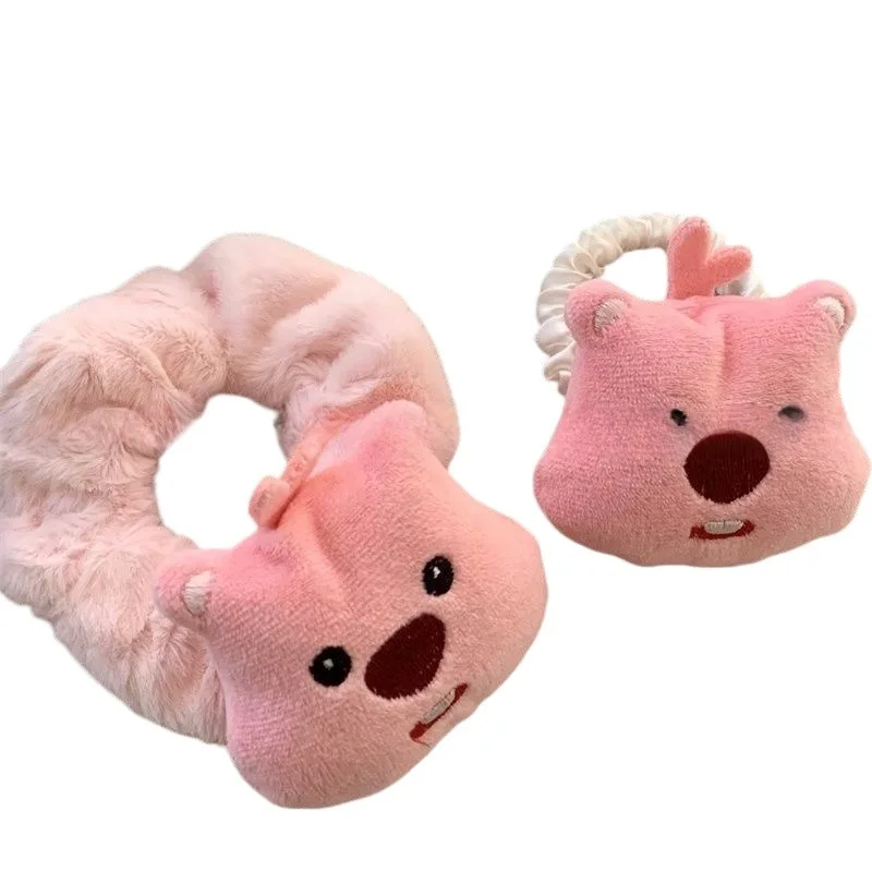 Loopy Cute Pink Beaver Large Intestine Hairband Anime Creative Ins Wind Sweet Cartoon Forest Girl Heart Not Hurting Hair Rope
