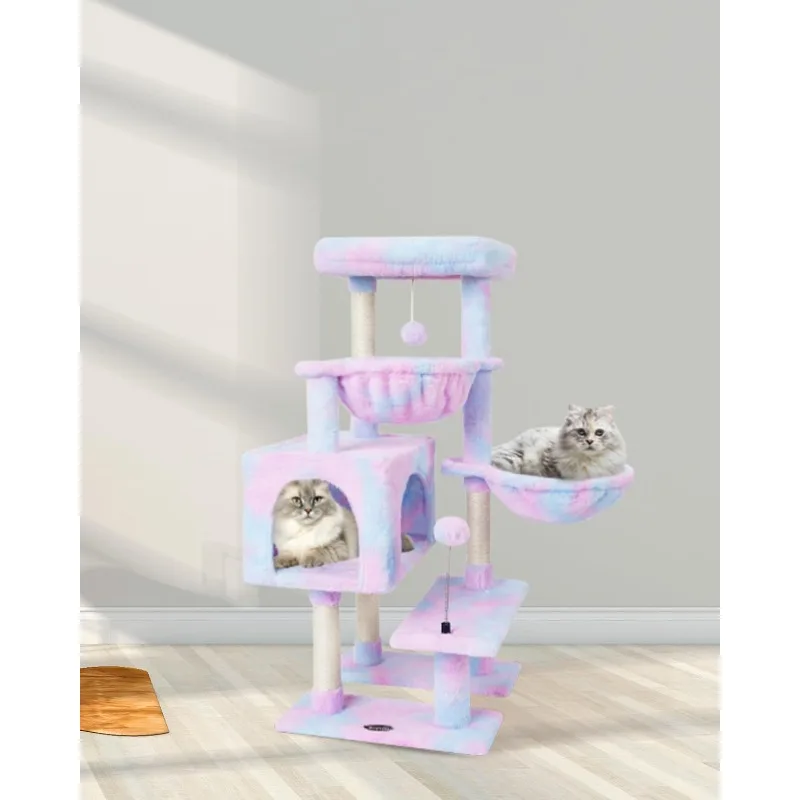 Cat Tree Tower Condo with Sisal Scratching Post for Indoor Cats Cat Tree Cat Furniture with Hammock Perch and Kitten Ball