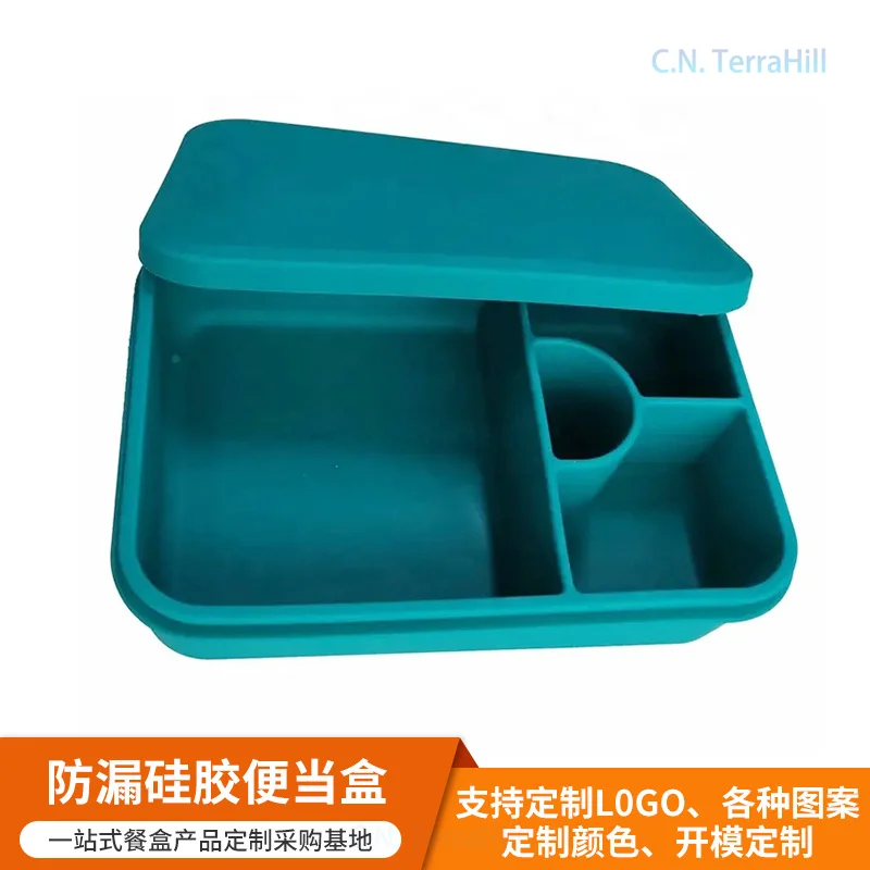 Food Grade Silicone Bento Box Compartmentalized Meal Storage Container Portable Lunch Box for Office & School Use