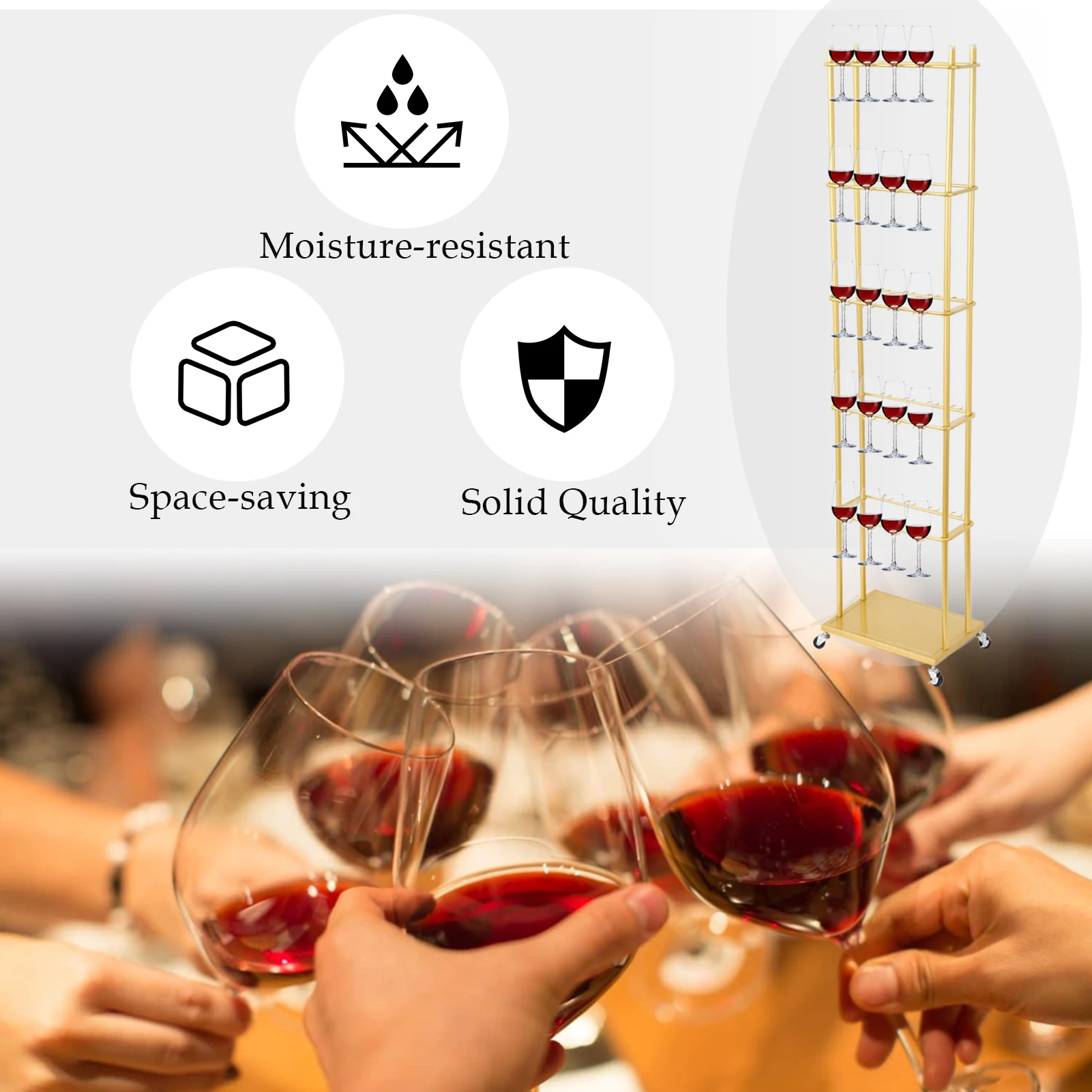 Champagne Wall Holder,Metal Champagne Wall Stand,Modern Wine Glass Rack Champagne Tower(Golden)