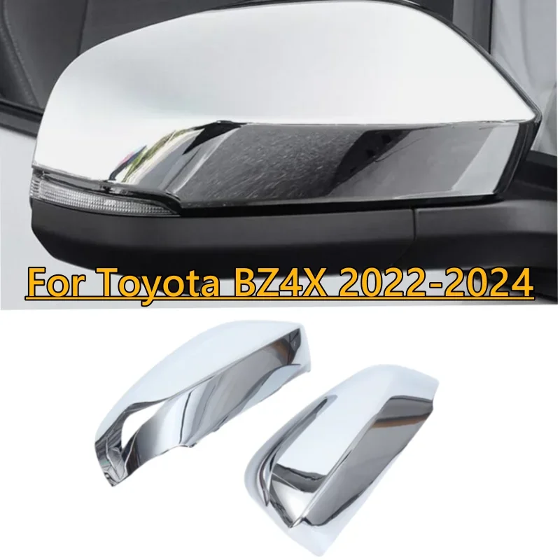 2X Chrome Side Rearview Mirror Cap Cover Trim For Toyota BZ4X 2022 2023 2024