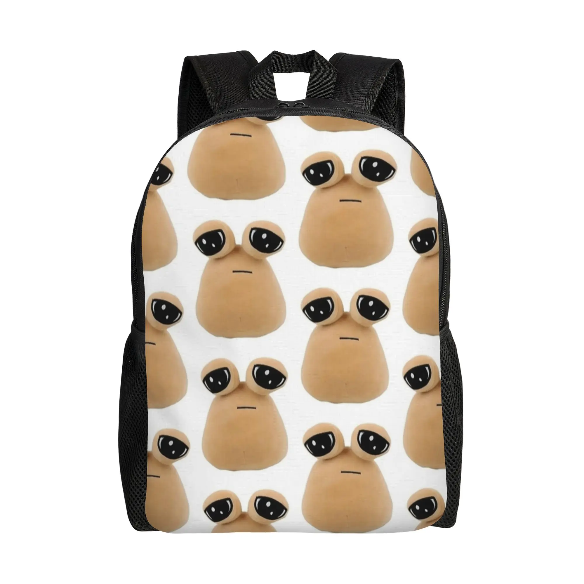 

My Pet Alien Pou Backpack for Men Women Fashion Student Work Daypack Cute Cartoon Laptop Computer Canvas Bags Outdoor