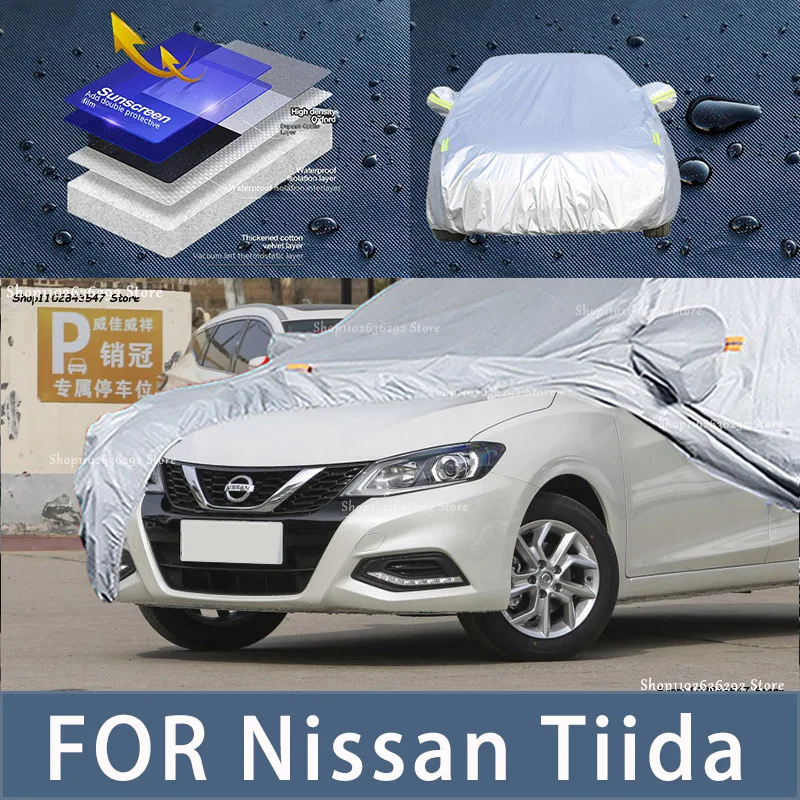 For NIssan Tiida Outdoor Protection Full Car Covers Snow Cover Sunshade Waterproof Dustproof Exterior Car accessories