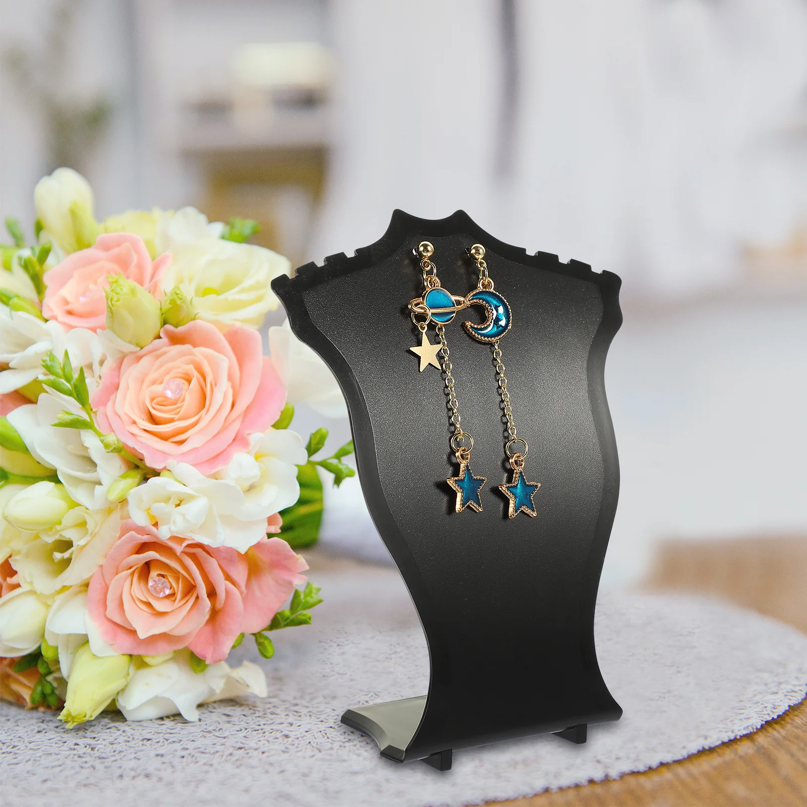 

6 шт., подставка для ожерелья, ABS, настольный органайзер для ювелирных изделий, стеллаж для хранения ожерелий, сережек, бюст, подставка для ювелирных изделий