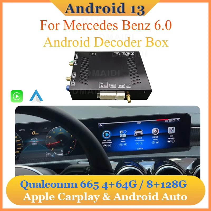 Qualcomm 665 Android 13 android Decoder Box Upgrade NTG 6.0 Wireless CarPlay For Mercedes Benz 2019-2023 GPS 4G Google Map