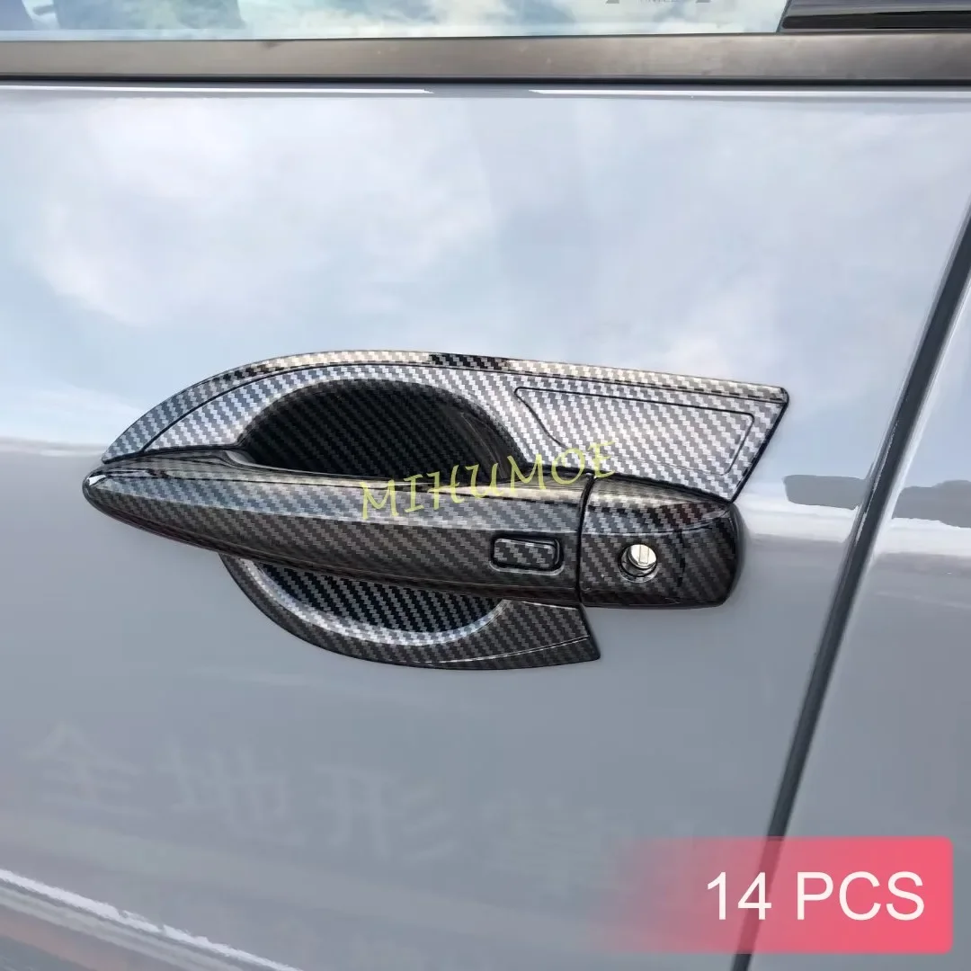 Carbon Fiber Door Handle Cover + Surrounds Trims For Nissan Qashqai J12 2022 2023 2024