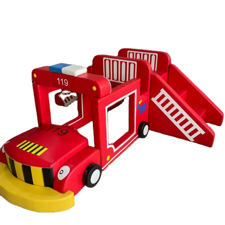 

Высококачественный мягкий игровой комплекс «Пожарная машина» для помещений, с горкой для малышей, развивающий, для детских садов