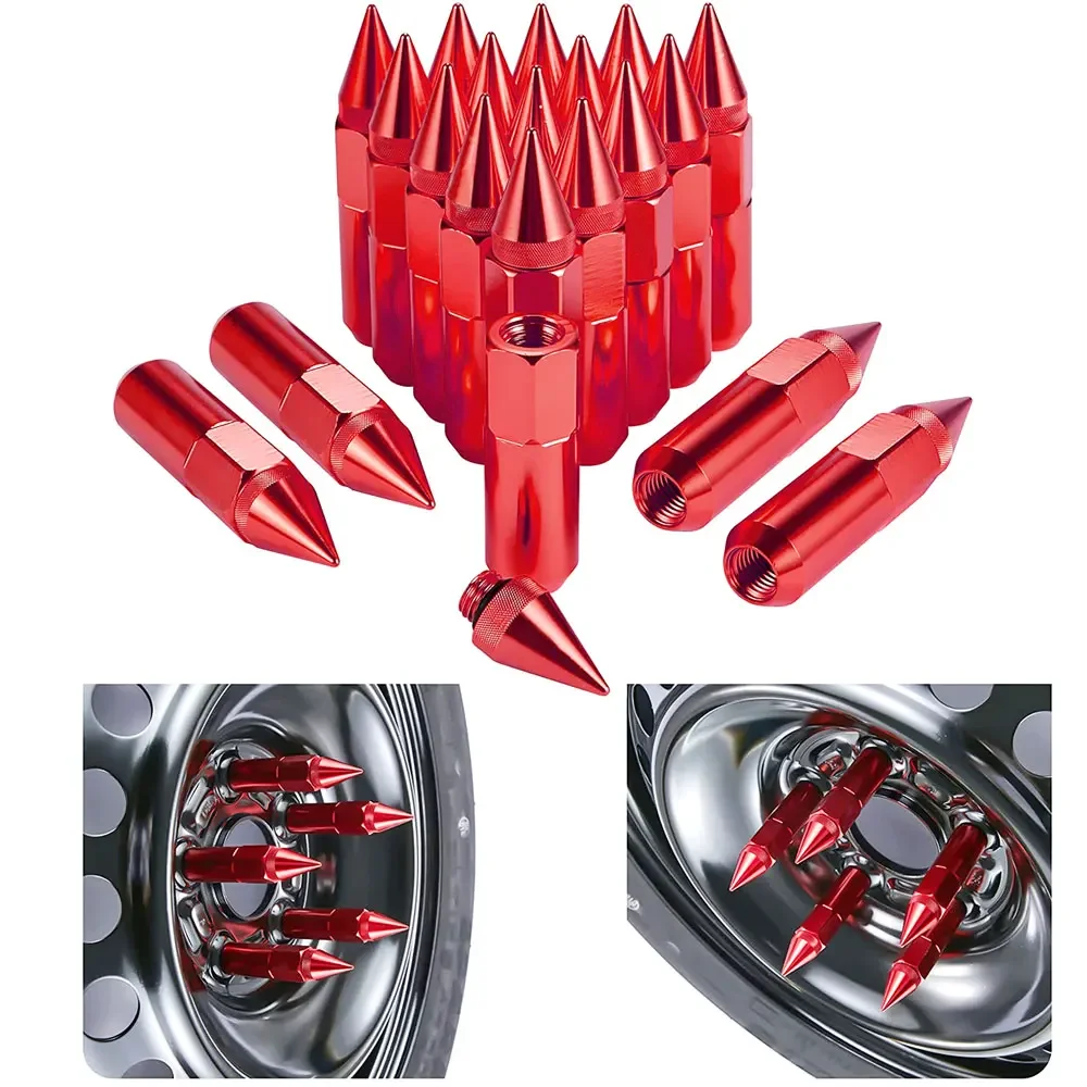 20pcs Racing Wheel Lug Nut Bolt with Extended Spike Lug Nuts Aluminium 60MM Tuner Wheels Rims Lug Nuts M12X1.5 / M12X1.25
