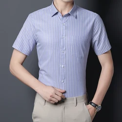 Summer Elegant Fashion Casual Short Sleeve Turn-down Collar Button Men's Clothing Slim Tops Shirts