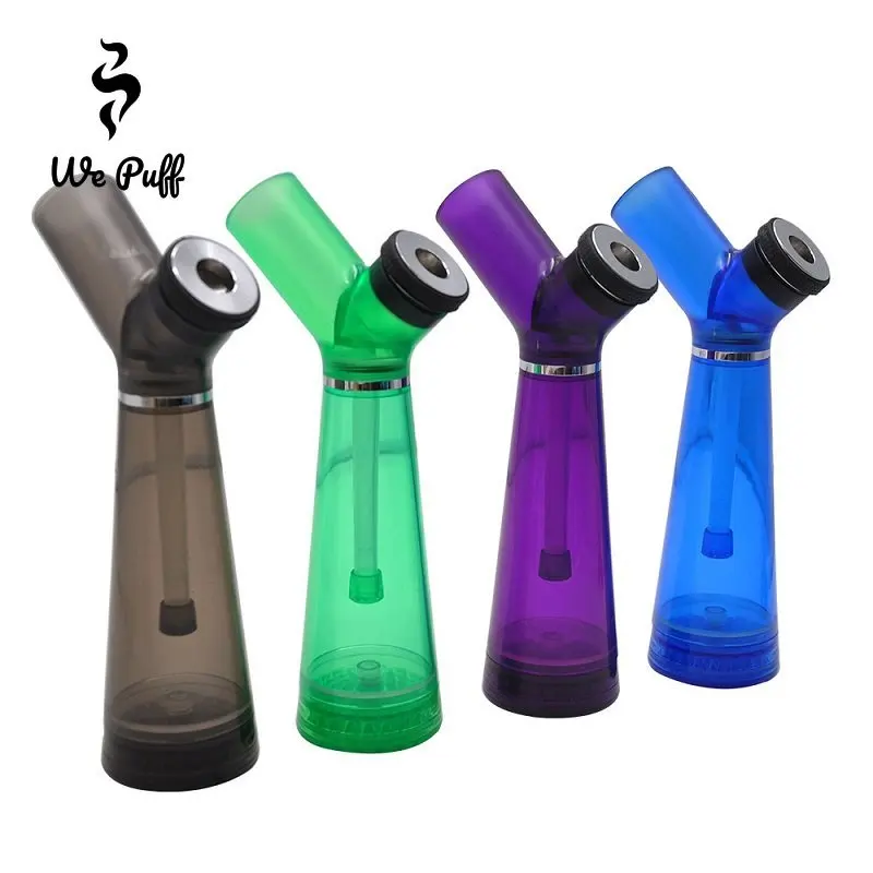 WE PUFF 2 In1 Acrylic Shisha Water Pipe Grinder Kit Built In Filter Pipes Smoking Grass Removable Tobacco Crusher Hookah Set